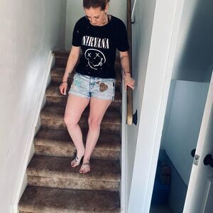 Size 29 Custom Handpainted GAP Patchwork Denim Shorts